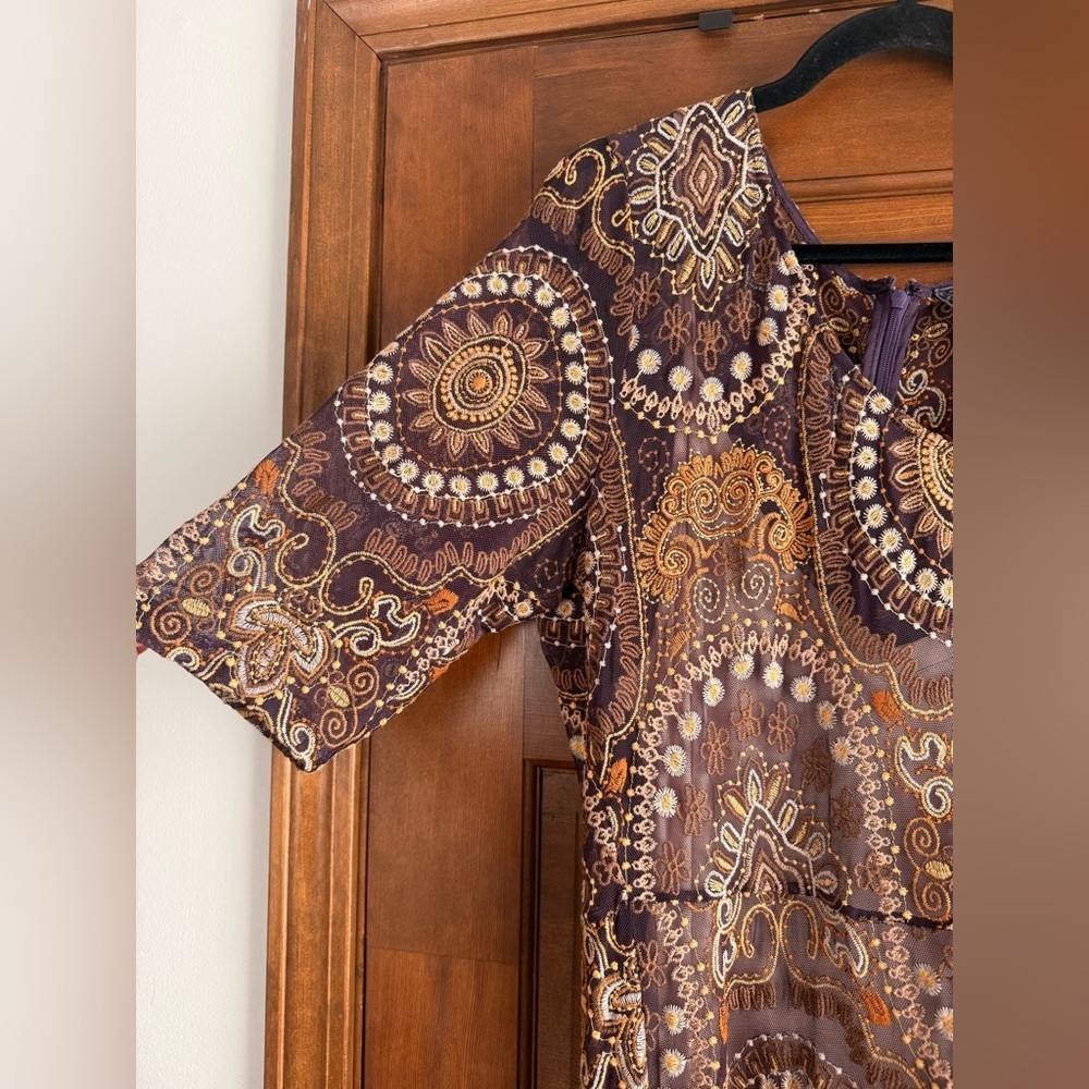 JOHNNY WAS LOVING IS EASY MESH EMBROIDERED MIDI DRESS - Picture 7 of 10